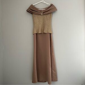 Vintage Patra gorgeous Gold and brown sparkle evening formal gown